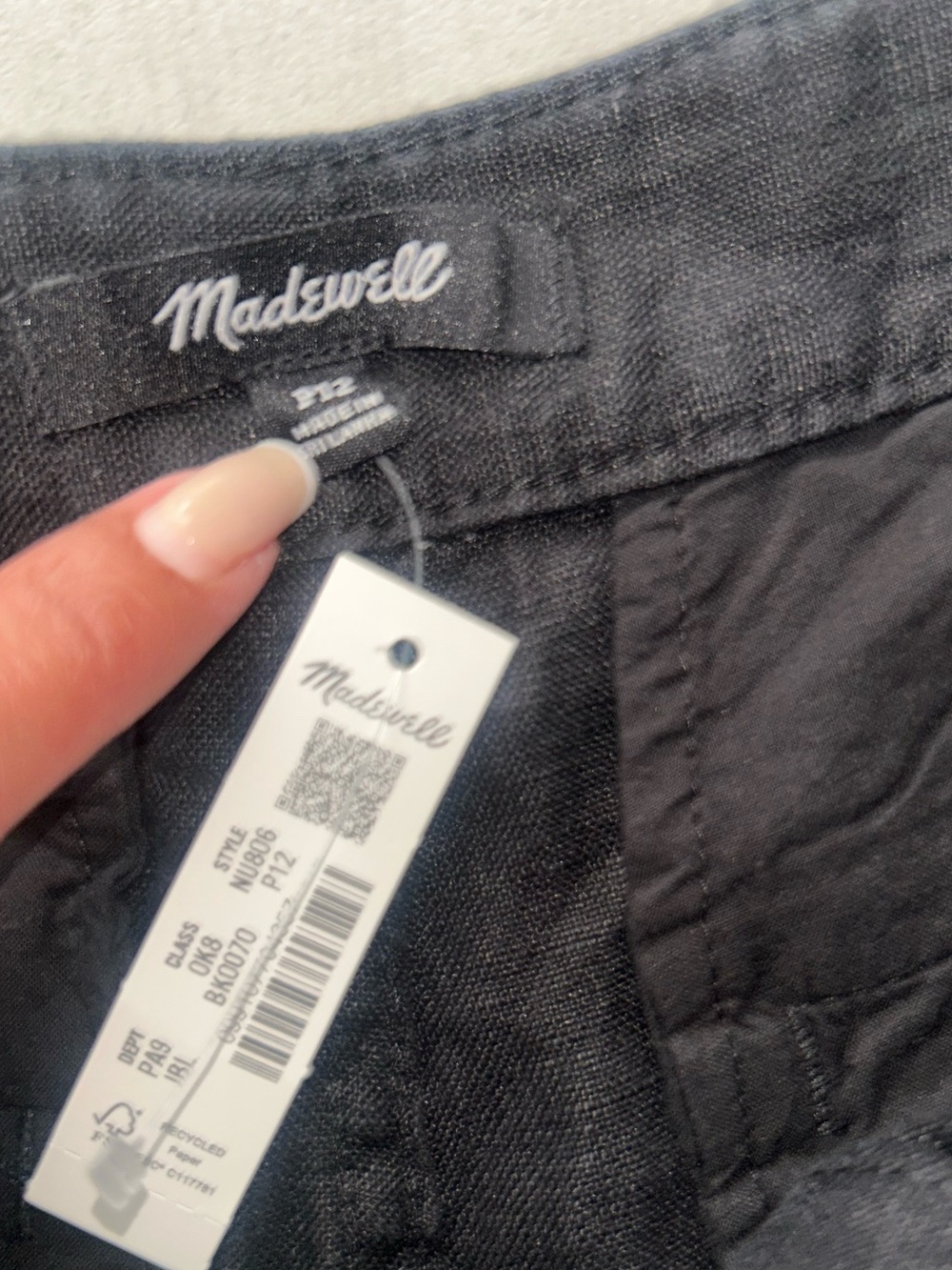 Madewell Patch Pocket Flare Pant 100% Linen Black Size 12P - Picture 7 of 10